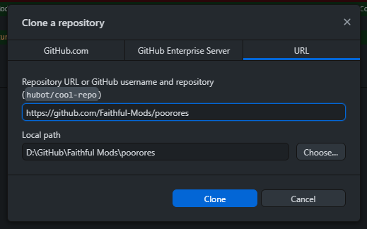 github desktop asking new cloned repository path